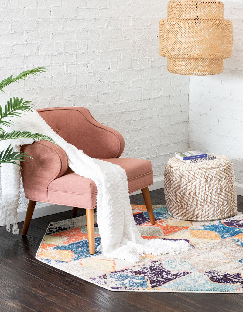 Colorburst Oasis Collection Area Rug -  Marina Octagon Ivory  lifestyle 23