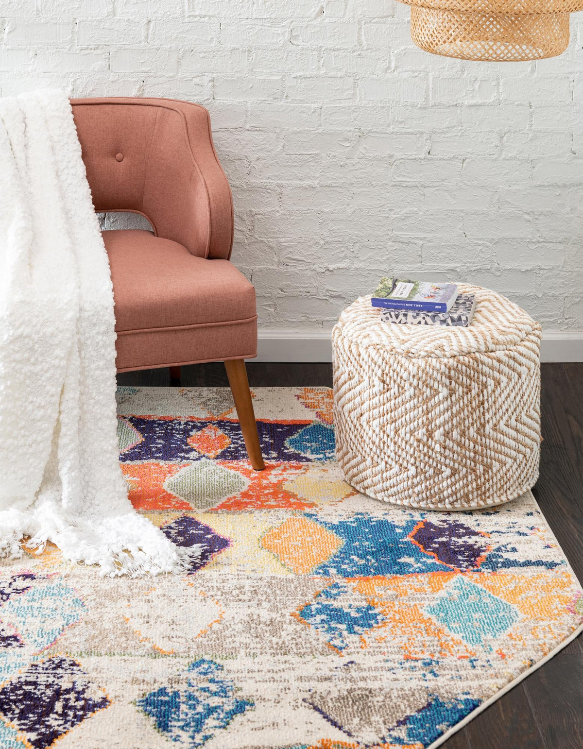 Colorburst Oasis Collection Area Rug -  Marina Octagon Ivory  lifestyle 28