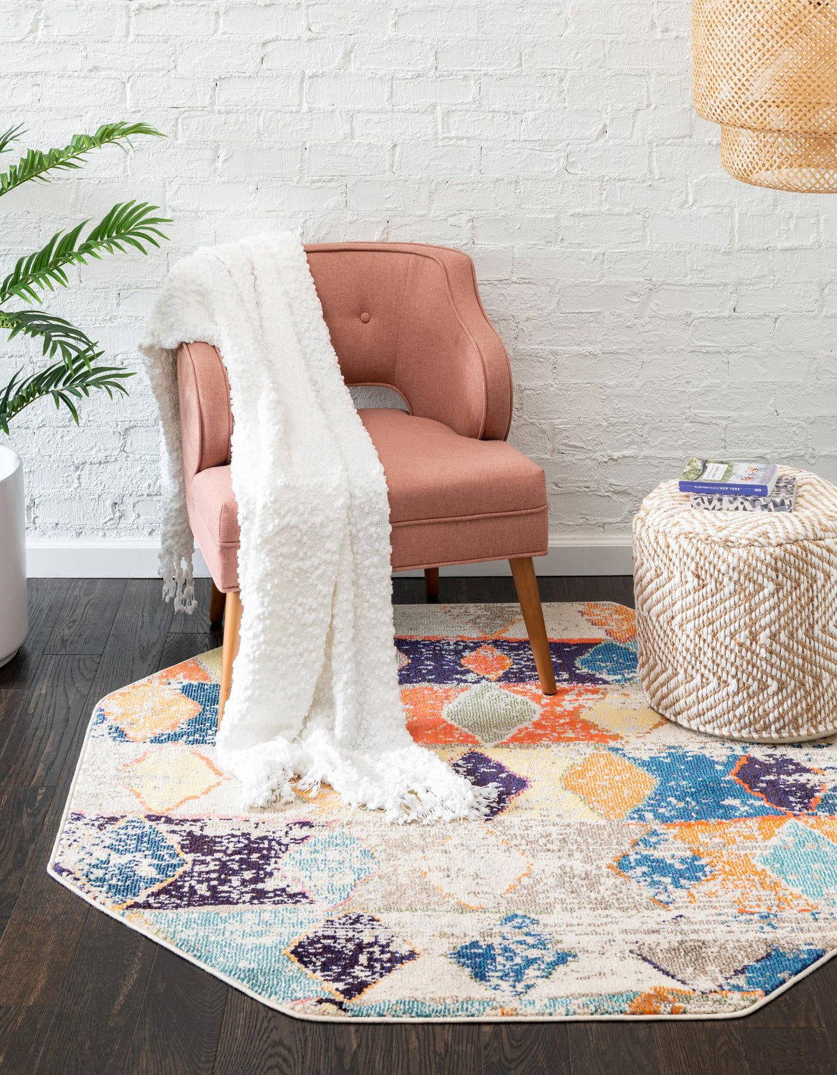Colorburst Oasis Collection Area Rug -  Marina Octagon Ivory  lifestyle 30