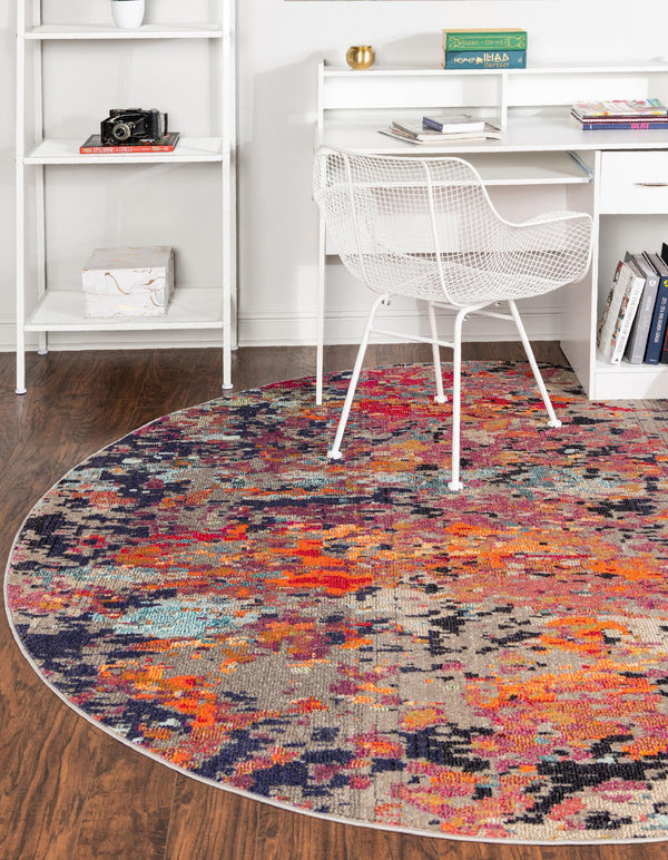 Colorburst Oasis Collection Area Rug -  Prism Round Multi  lifestyle 24