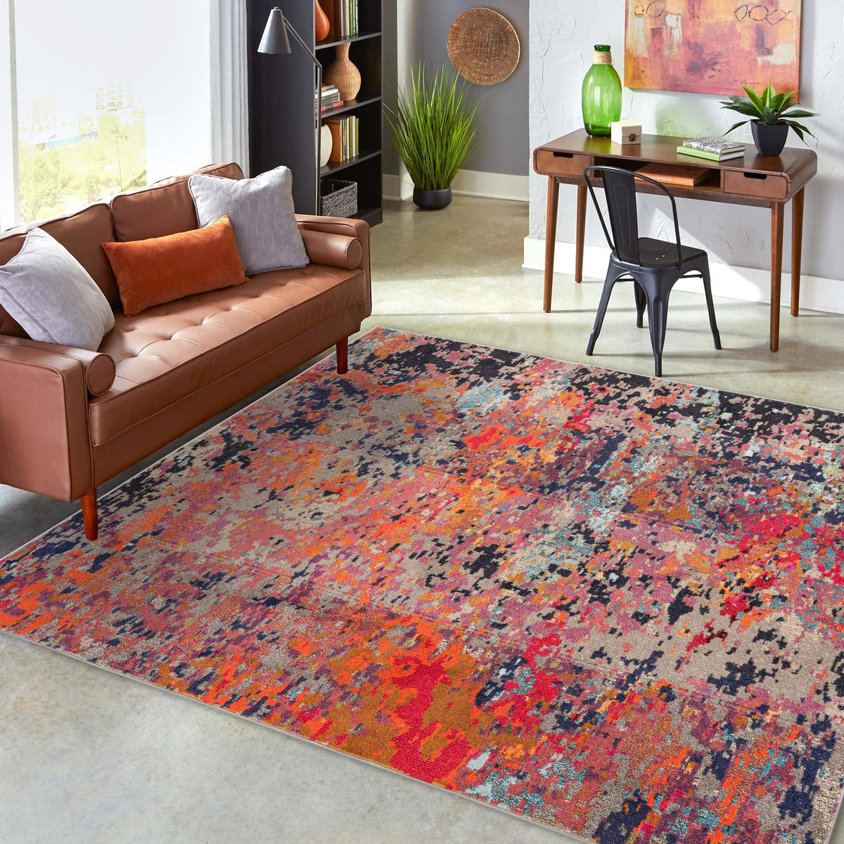 Colorburst Oasis Collection Area Rug -  Prism Square Multi  lifestyle 80
