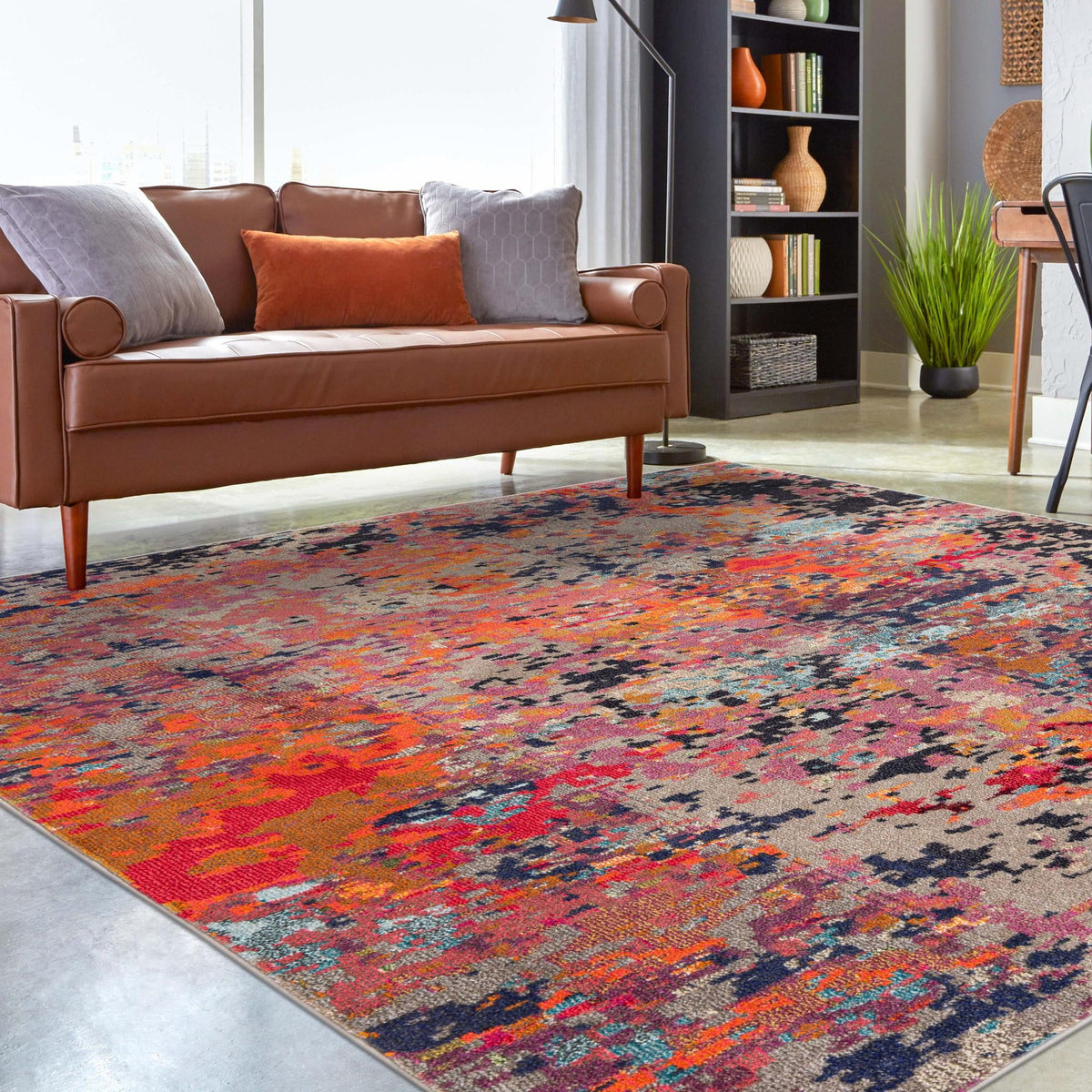 Colorburst Oasis Collection Area Rug -  Prism Square Multi  lifestyle 82