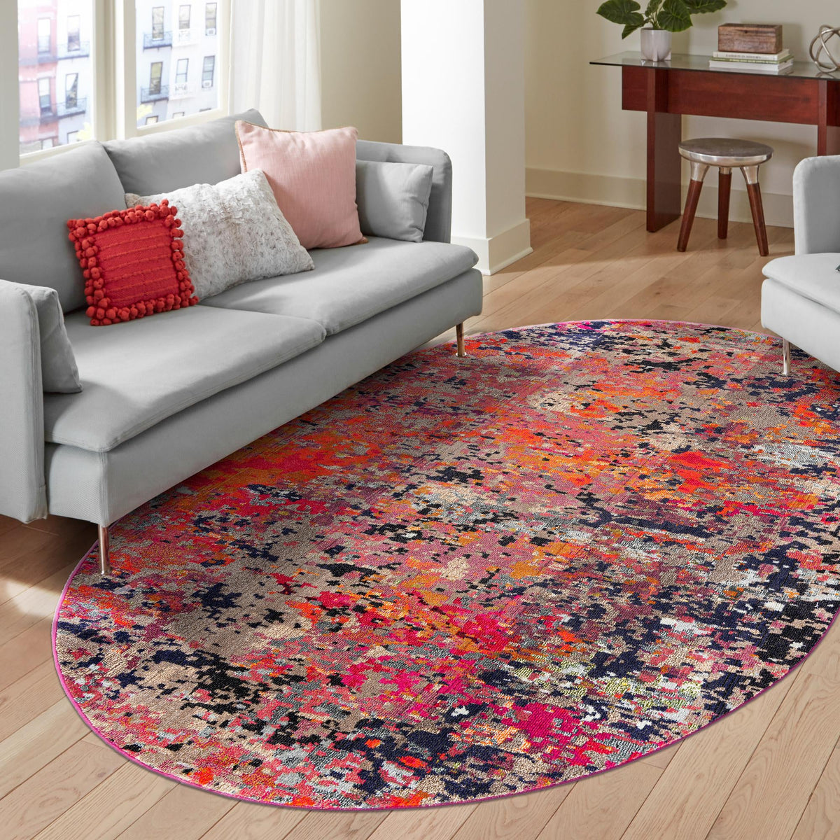 Colorburst Oasis Collection Area Rug -  Prism Oval Multi  lifestyle 81