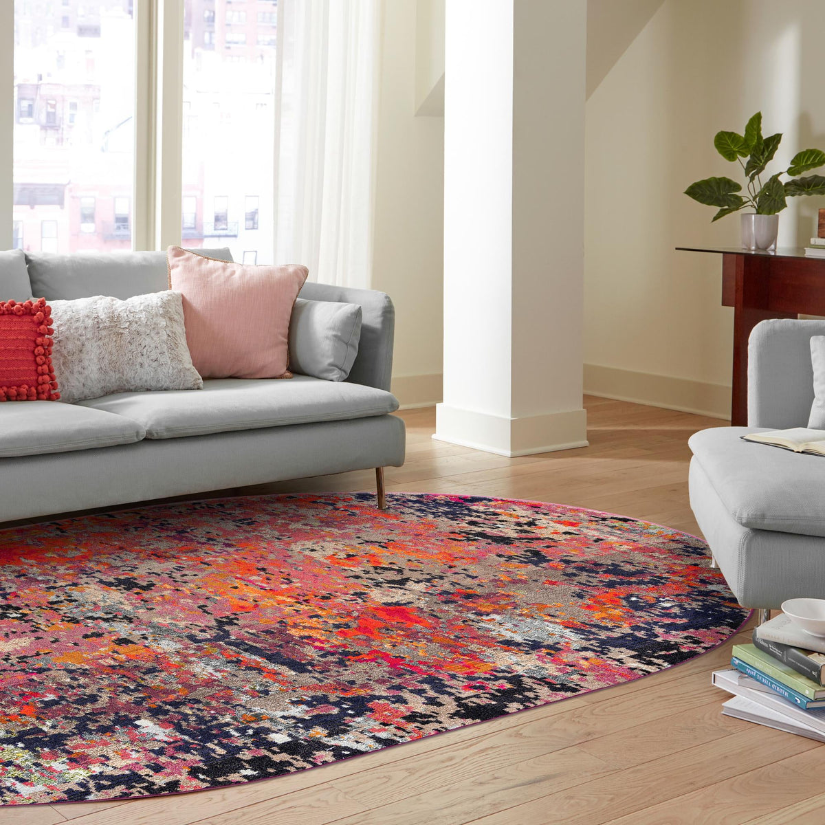 Colorburst Oasis Collection Area Rug -  Prism Oval Multi  lifestyle 83