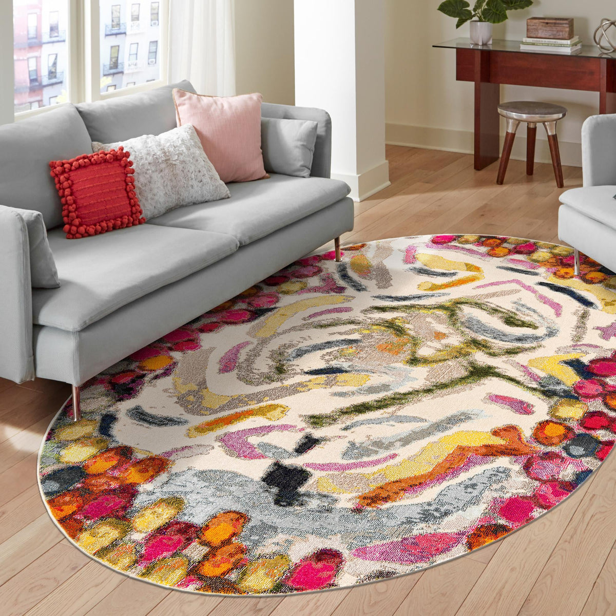 Colorburst Oasis Collection Area Rug -  Calypso Oval Multi  lifestyle 76