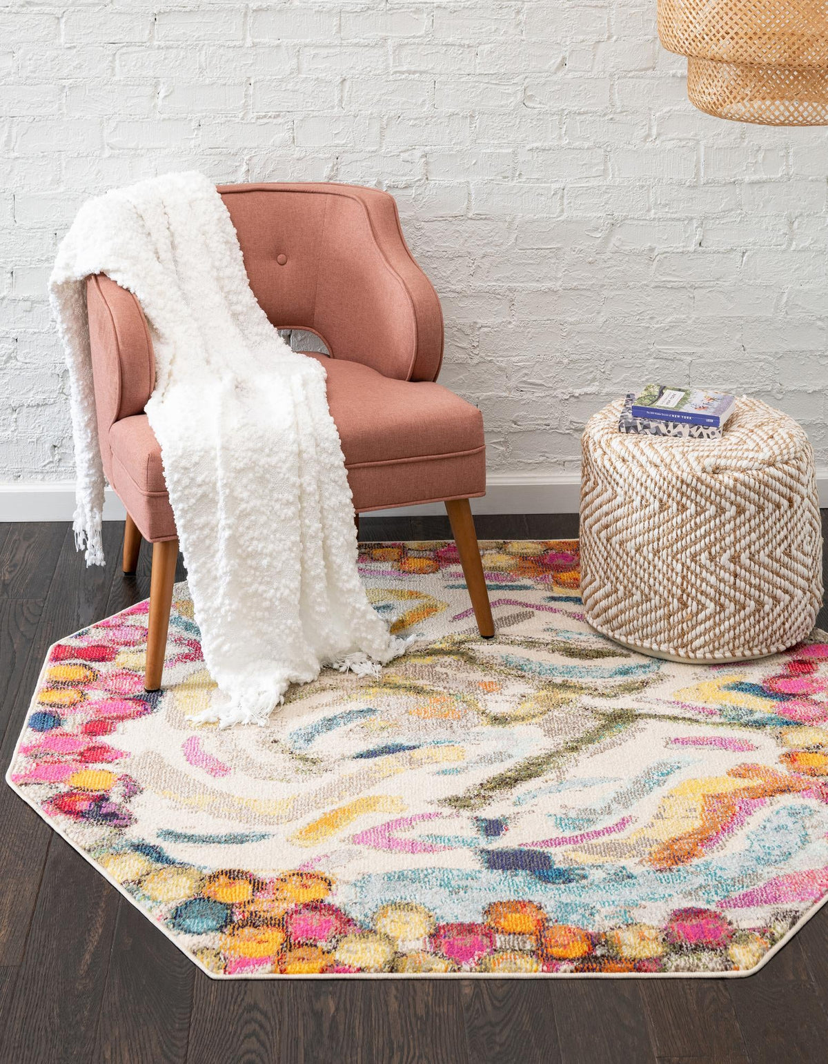 Colorburst Oasis Collection Area Rug -  Calypso Octagon Multi  lifestyle 29