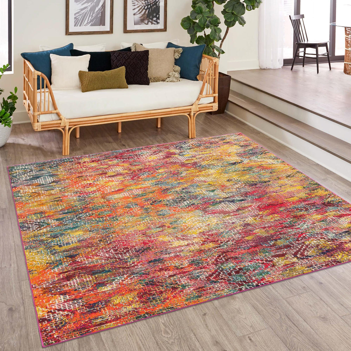 Colorburst Oasis Collection Area Rug -  Azura Square Multi  lifestyle 53