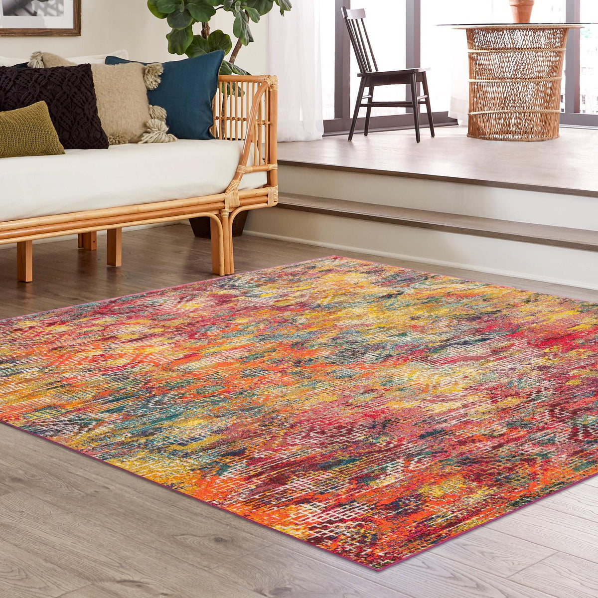 Colorburst Oasis Collection Area Rug -  Azura Square Multi  lifestyle 54