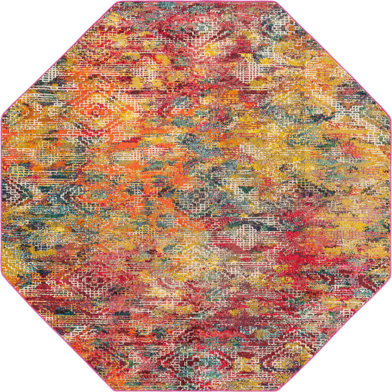 Colorburst Oasis Collection Area Rug -  Azura Octagon Multi  lifestyle 40