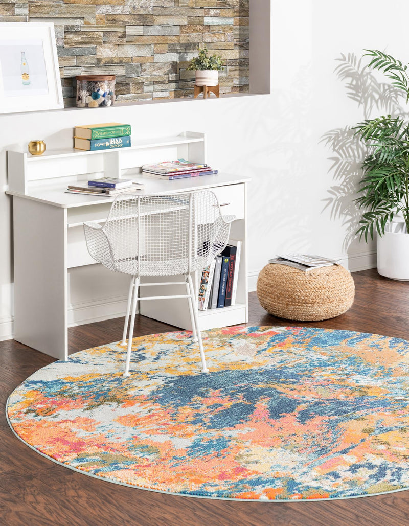 Colorburst Oasis Collection Area Rug -  Chroma Round Multi  lifestyle 20