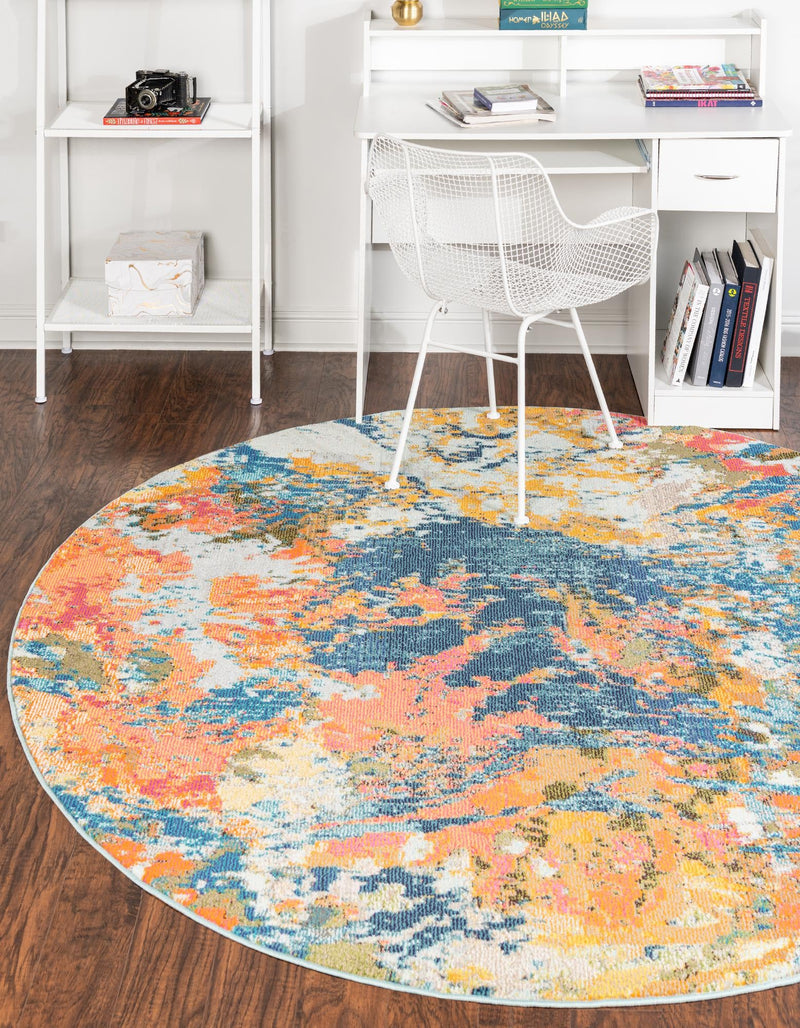 Colorburst Oasis Collection Area Rug -  Chroma Round Multi  lifestyle 25