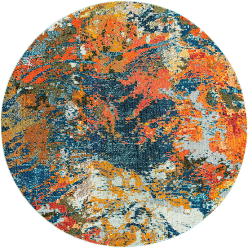Colorburst Oasis Collection Area Rug -  Chroma Round Multi  lifestyle 15