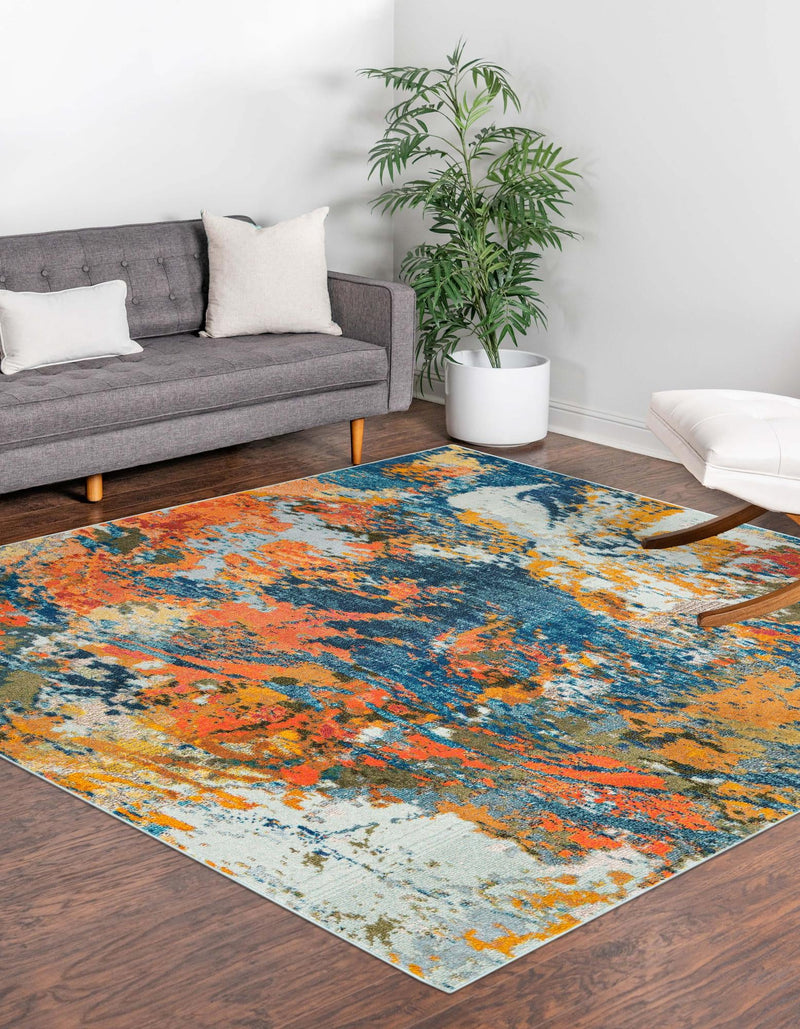 Colorburst Oasis Collection Area Rug -  Chroma Square Multi  lifestyle 26