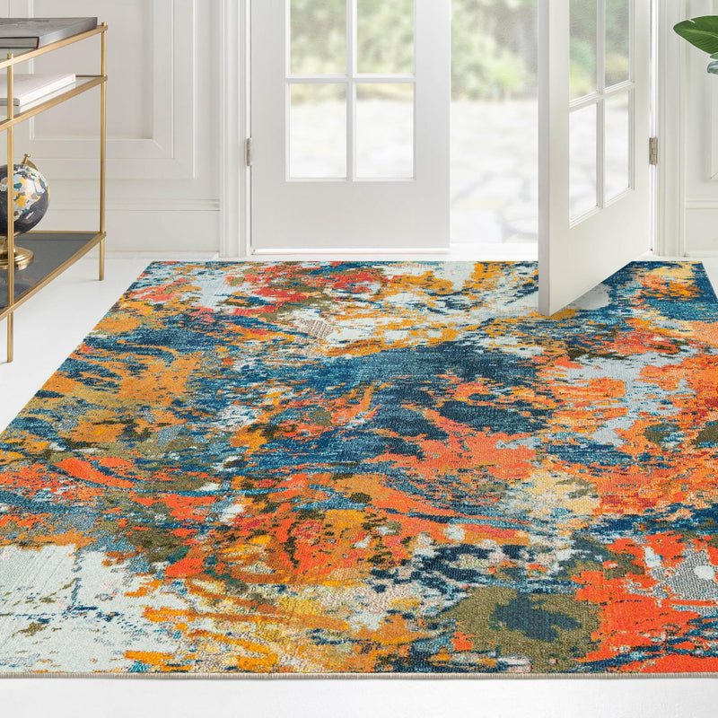 Colorburst Oasis Collection Area Rug -  Chroma Square Multi  lifestyle 89