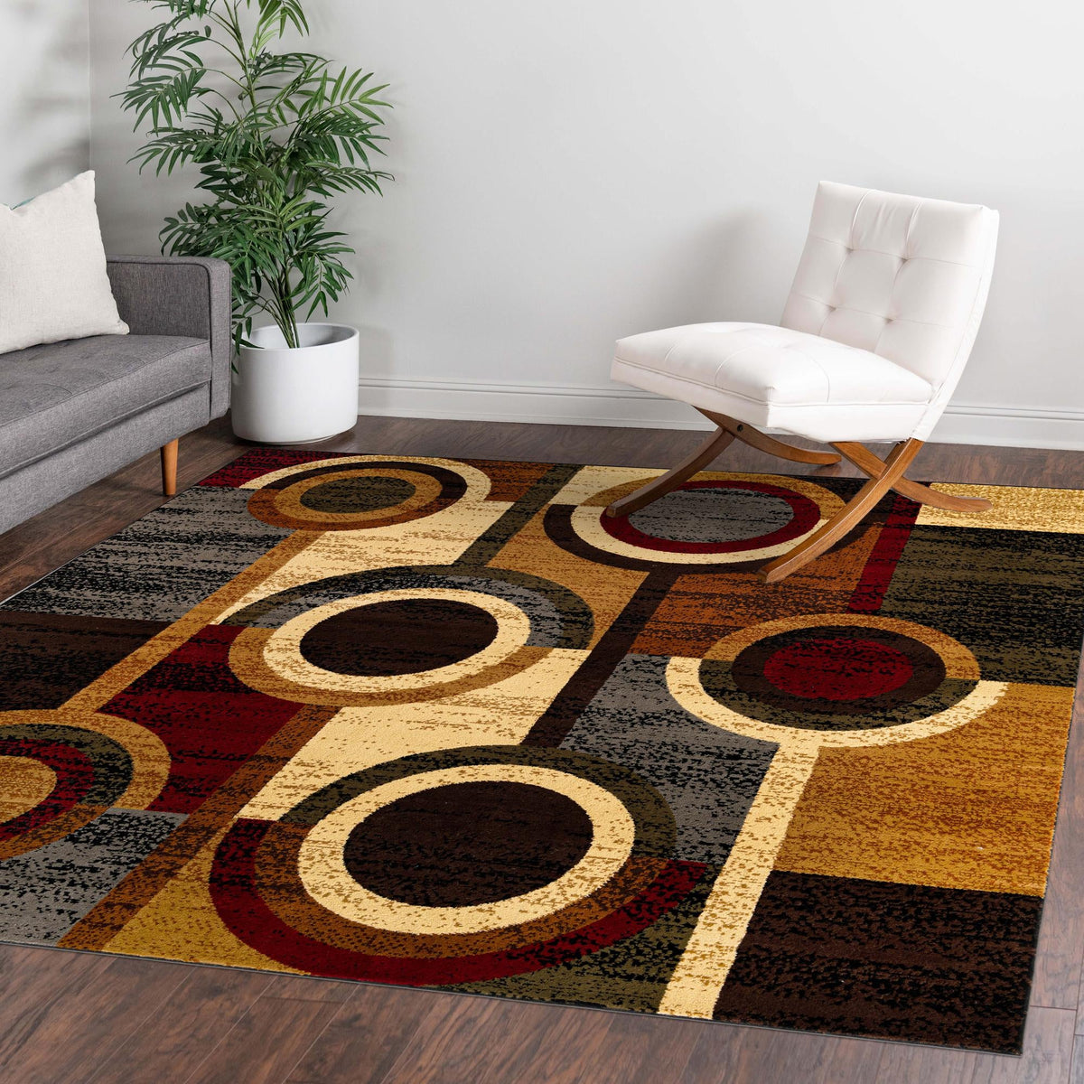 Bistro Lounge Collection Area Rug -  Frappe Square Multi  lifestyle 81