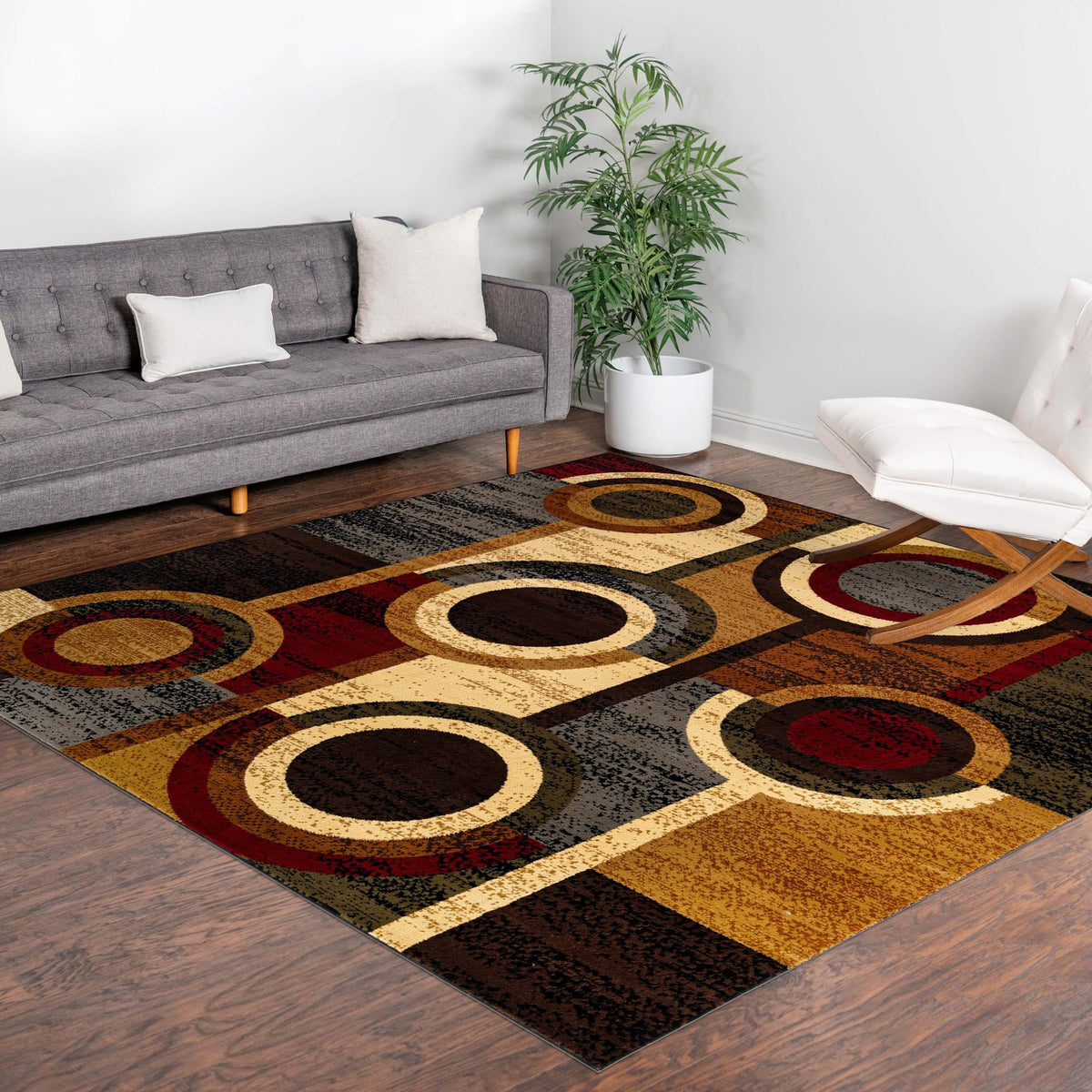 Bistro Lounge Collection Area Rug -  Frappe Square Multi  lifestyle 86