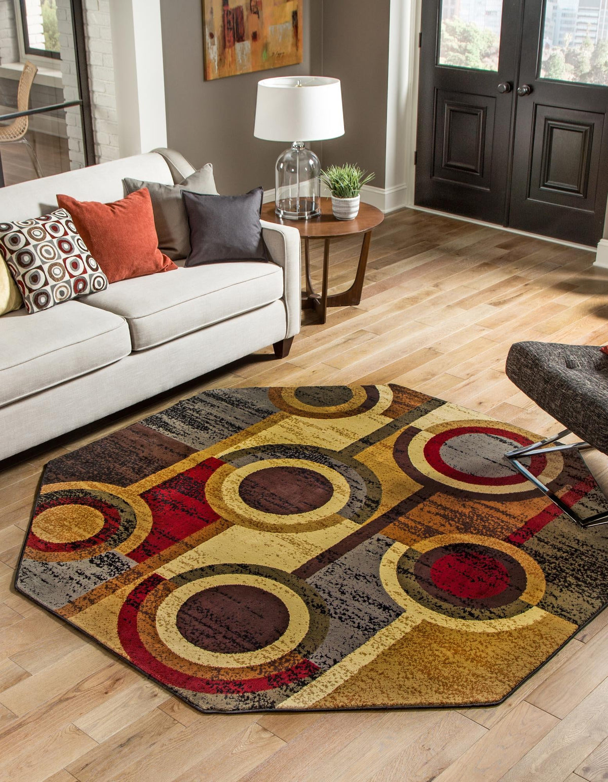 Bistro Lounge Collection Area Rug -  Frappe Octagon Multi  lifestyle 22