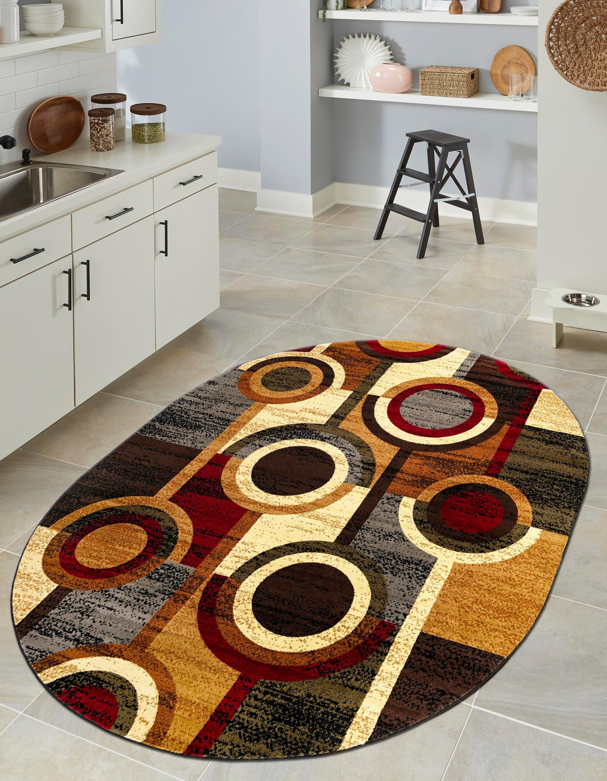 Bistro Lounge Collection Area Rug -  Frappe Oval Multi  lifestyle 23