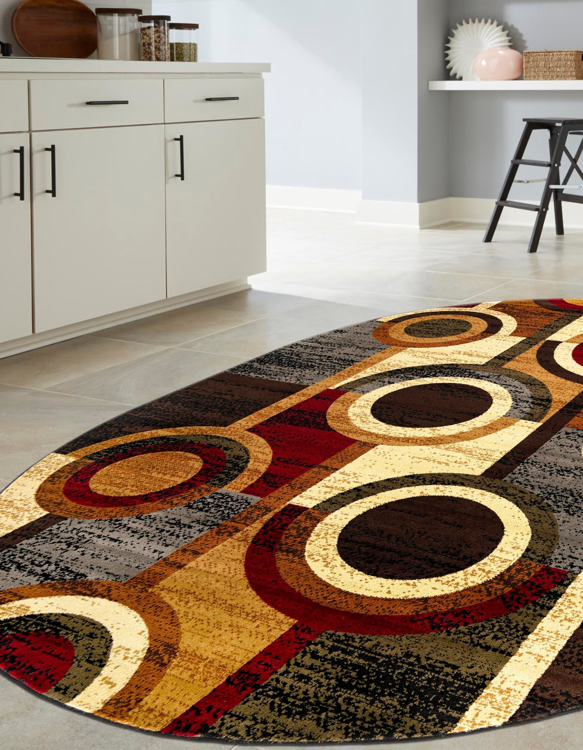 Bistro Lounge Collection Area Rug -  Frappe Oval Multi  lifestyle 28