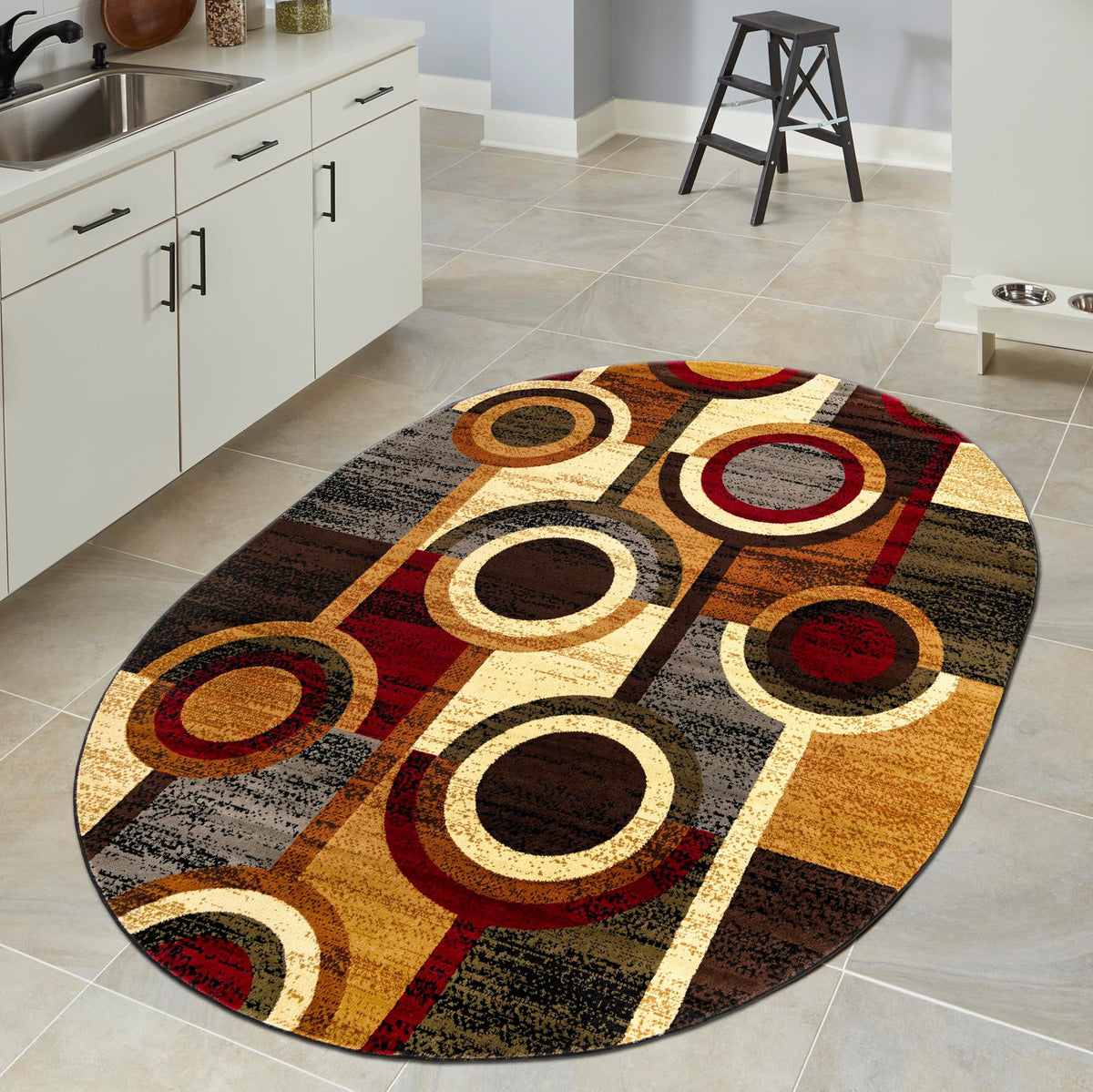 Bistro Lounge Collection Area Rug -  Frappe Oval Multi  lifestyle 83
