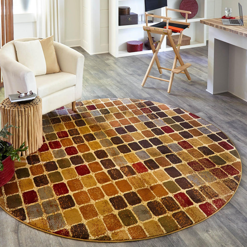 Bistro Lounge Collection Area Rug -  Cortado Round Multi  lifestyle 81