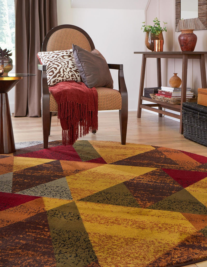 Bistro Lounge Collection Area Rug -  Ristretto Round Multi  lifestyle 24