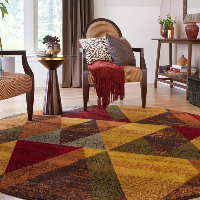 Bistro Lounge Collection Area Rug -  Ristretto Round Multi  lifestyle 84
