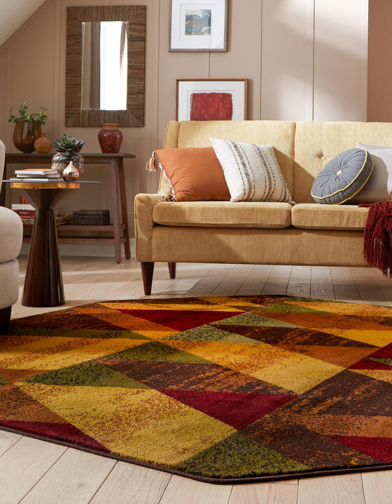 Bistro Lounge Collection Area Rug -  Ristretto Octagon Multi  lifestyle 26