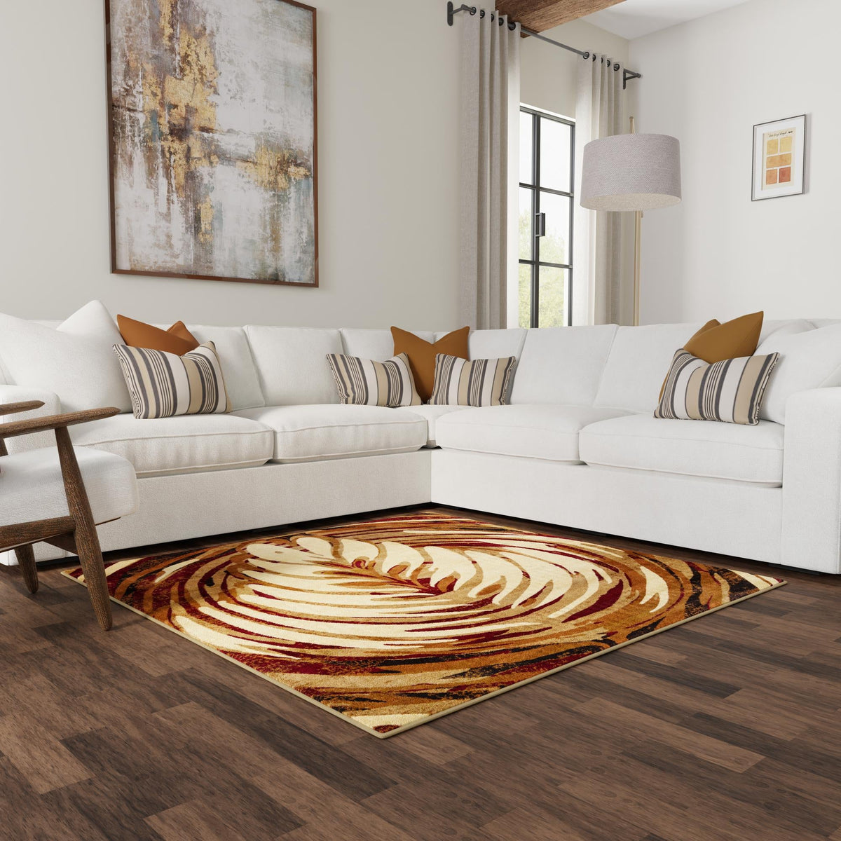 Bistro Lounge Collection Area Rug -  Americano Square Beige  lifestyle 102