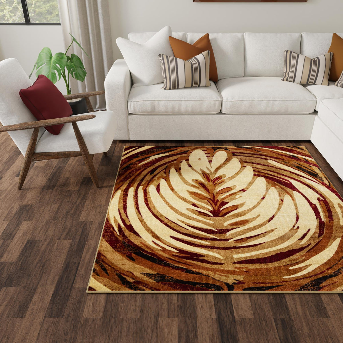 Bistro Lounge Collection Area Rug -  Americano Square Beige  lifestyle 105