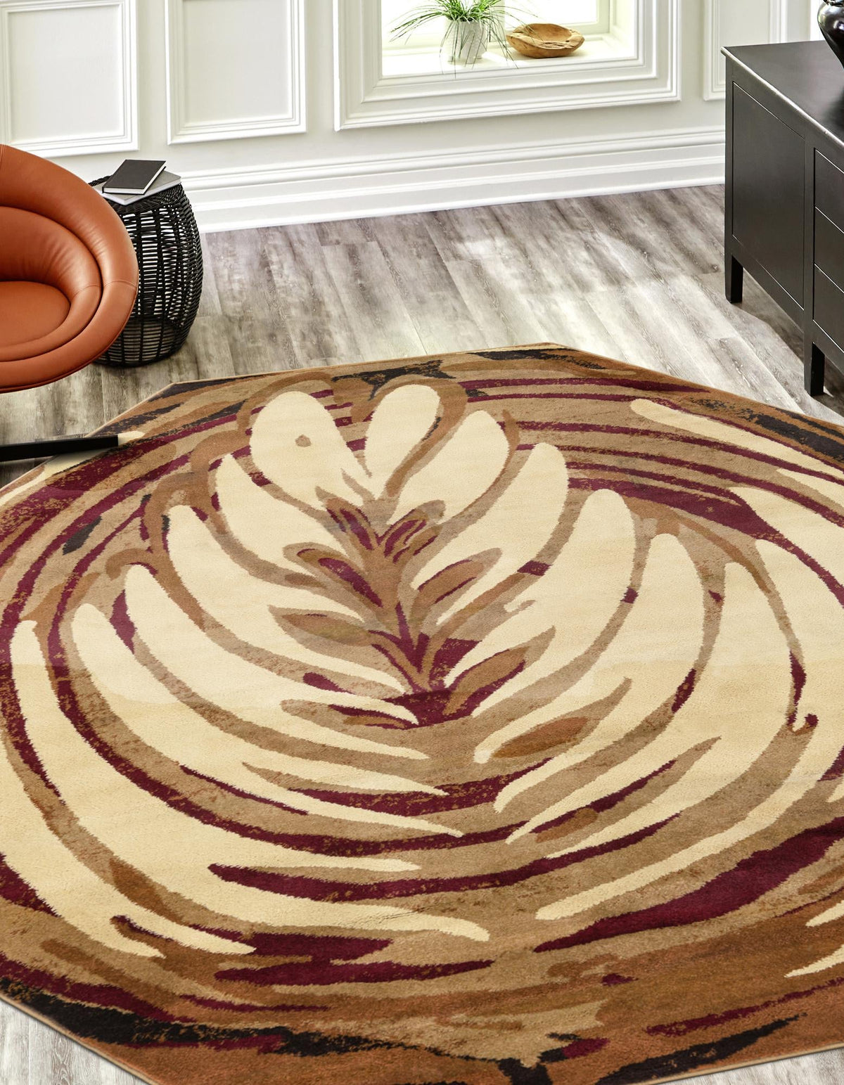 Bistro Lounge Collection Area Rug -  Americano Octagon Beige  lifestyle 23