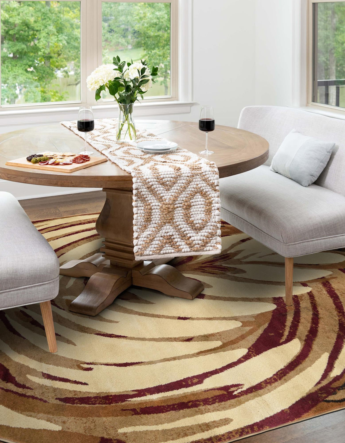 Bistro Lounge Collection Area Rug -  Americano Octagon Beige  lifestyle 28