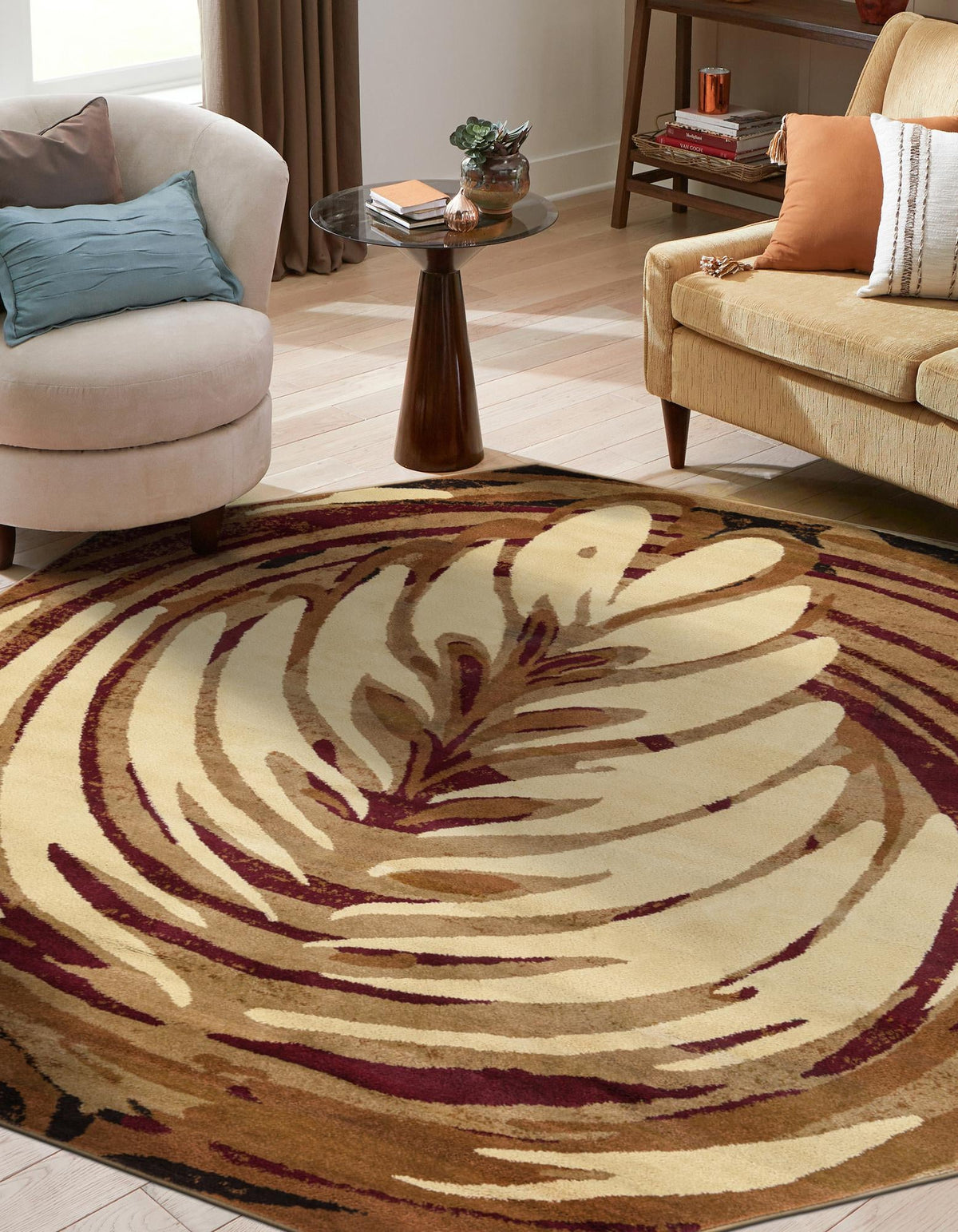 Bistro Lounge Collection Area Rug -  Americano Octagon Beige  lifestyle 35