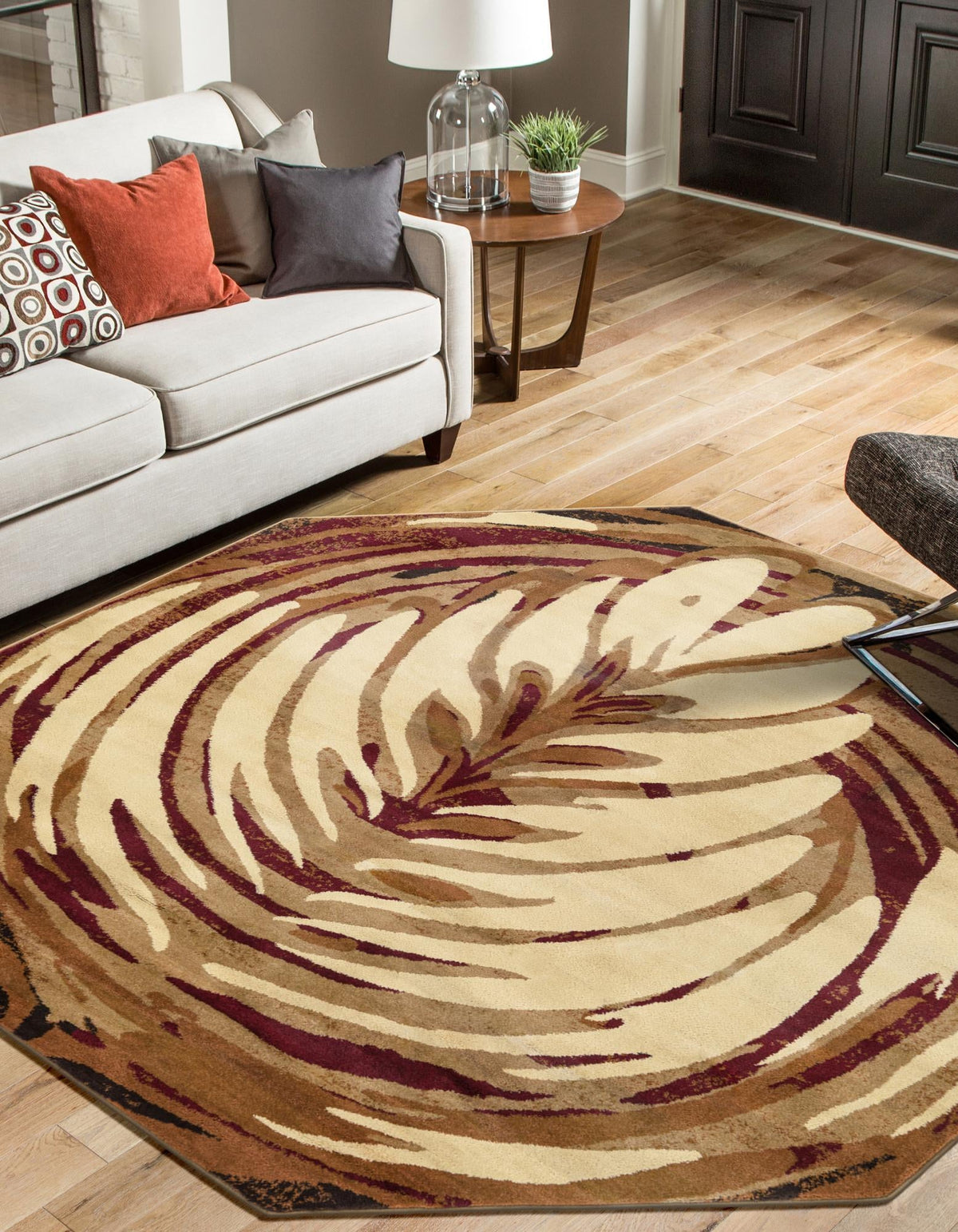 Bistro Lounge Collection Area Rug -  Americano Octagon Beige  lifestyle 37