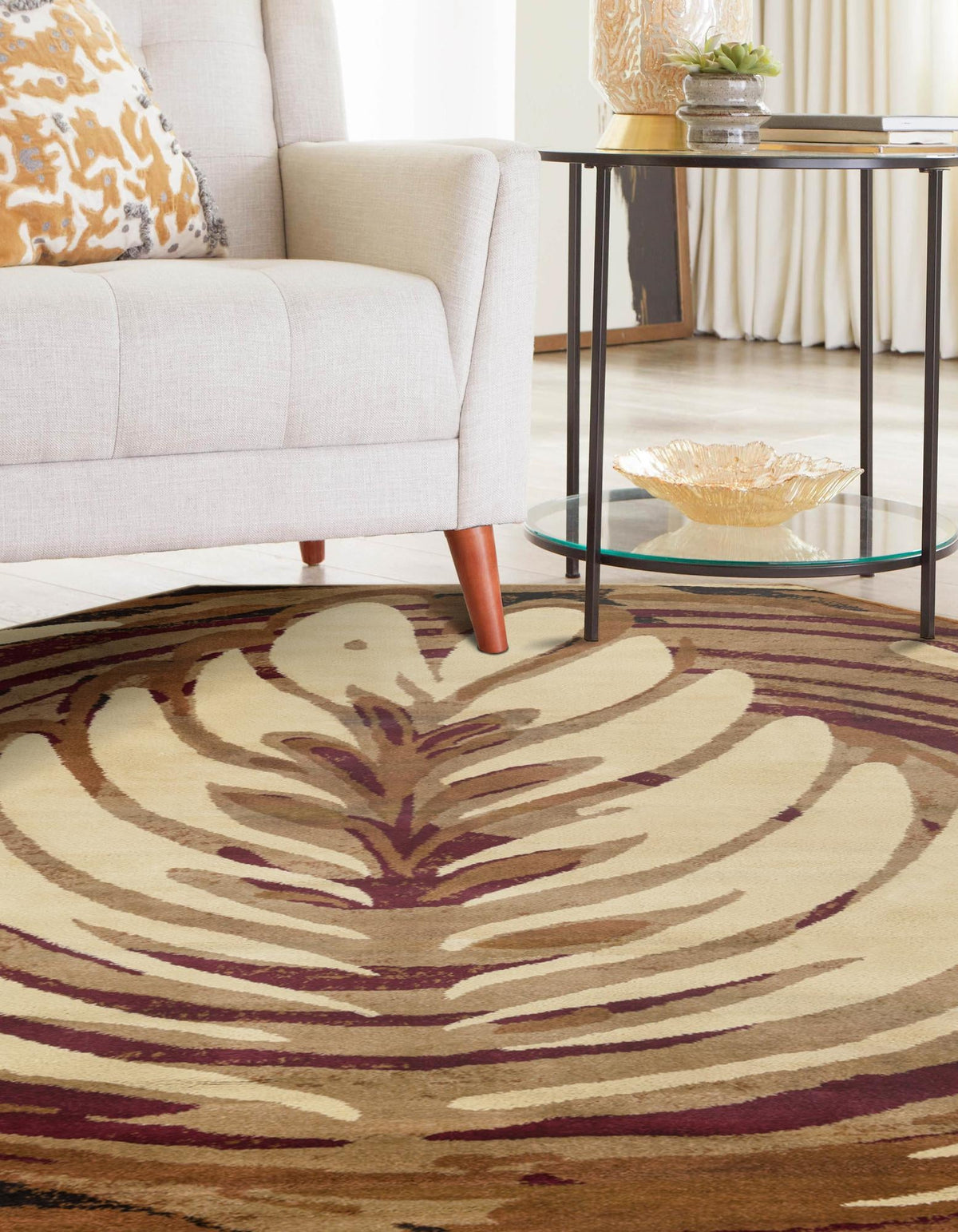 Bistro Lounge Collection Area Rug -  Americano Octagon Beige  lifestyle 43