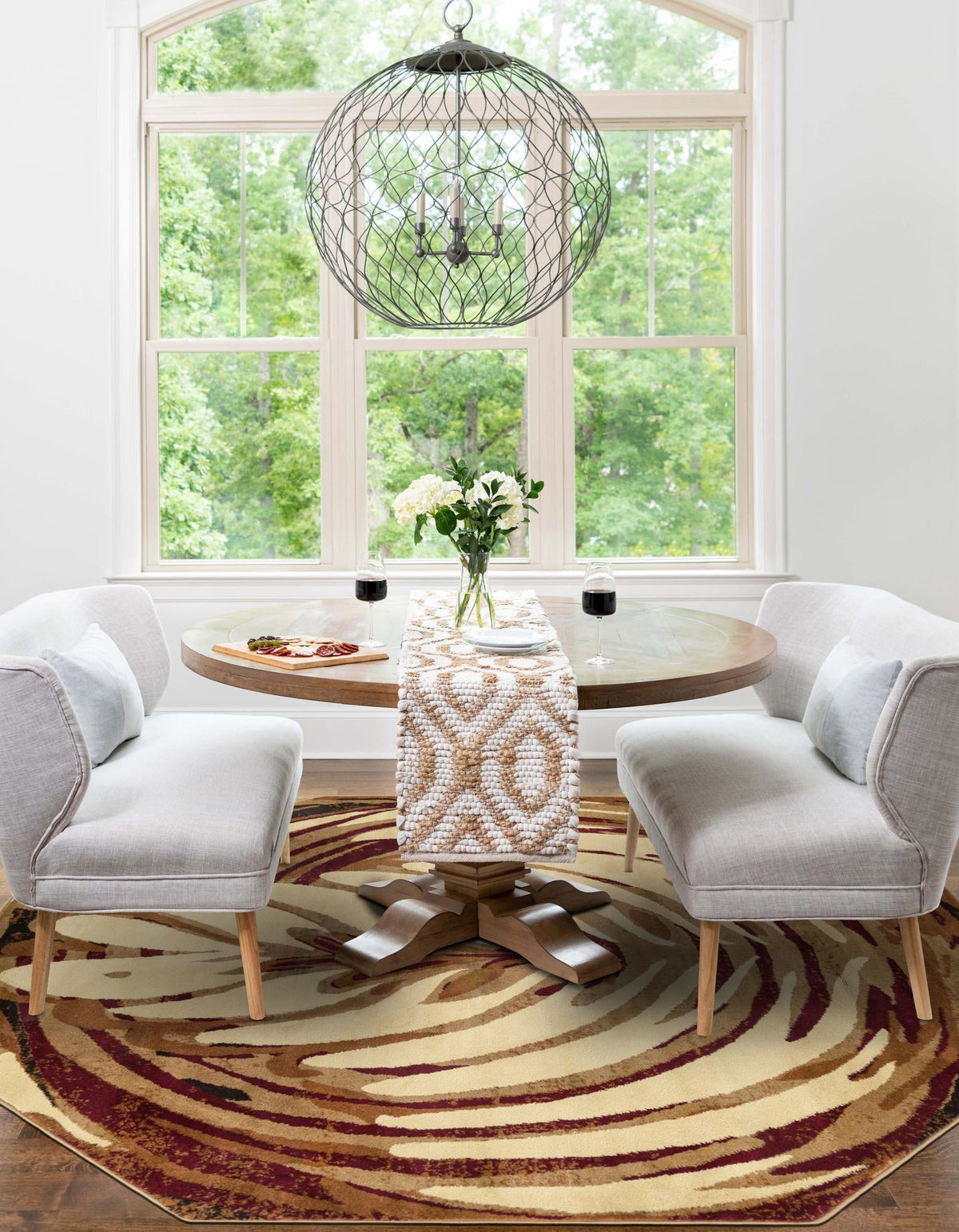 Bistro Lounge Collection Area Rug -  Americano Octagon Beige  lifestyle 45
