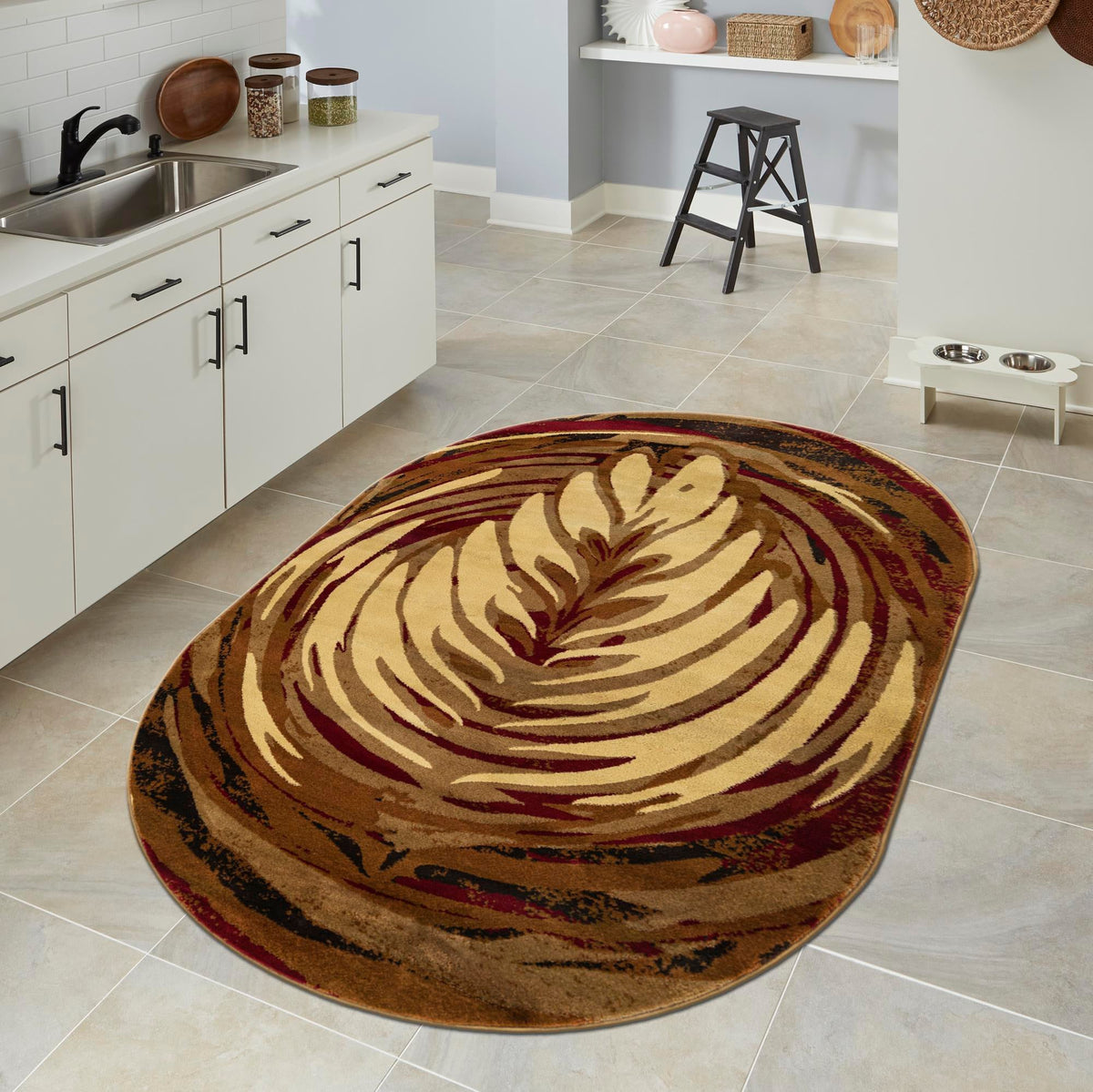 Bistro Lounge Collection Area Rug -  Americano Oval Beige  lifestyle 100