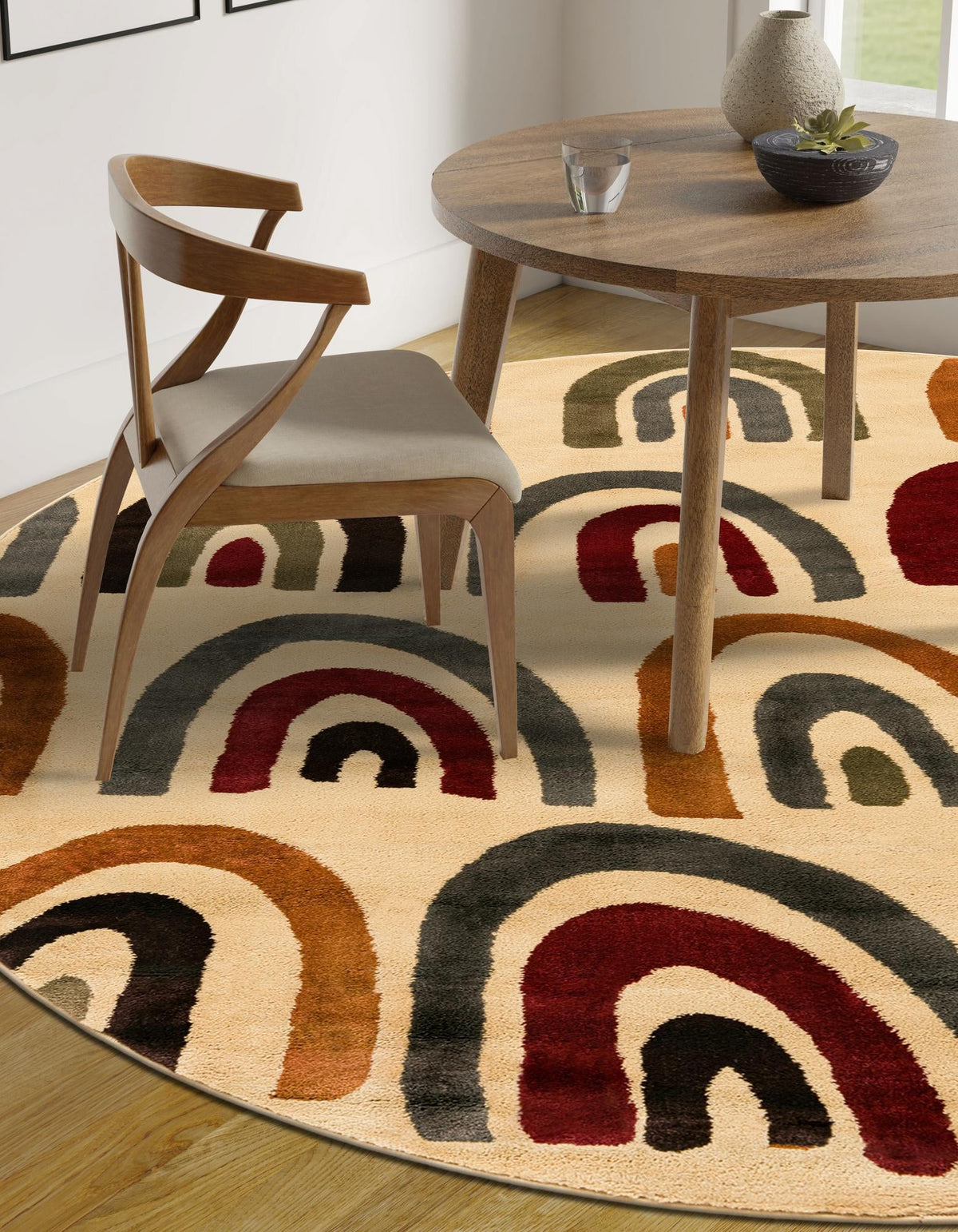 Bistro Lounge Collection Area Rug -  Breve Round Cream  lifestyle 33