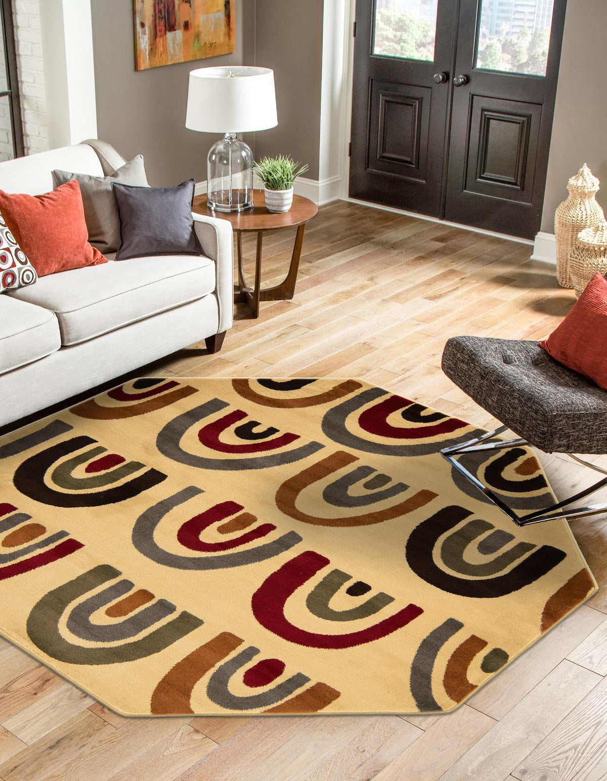 Bistro Lounge Collection Area Rug -  Breve Octagon Cream  lifestyle 24
