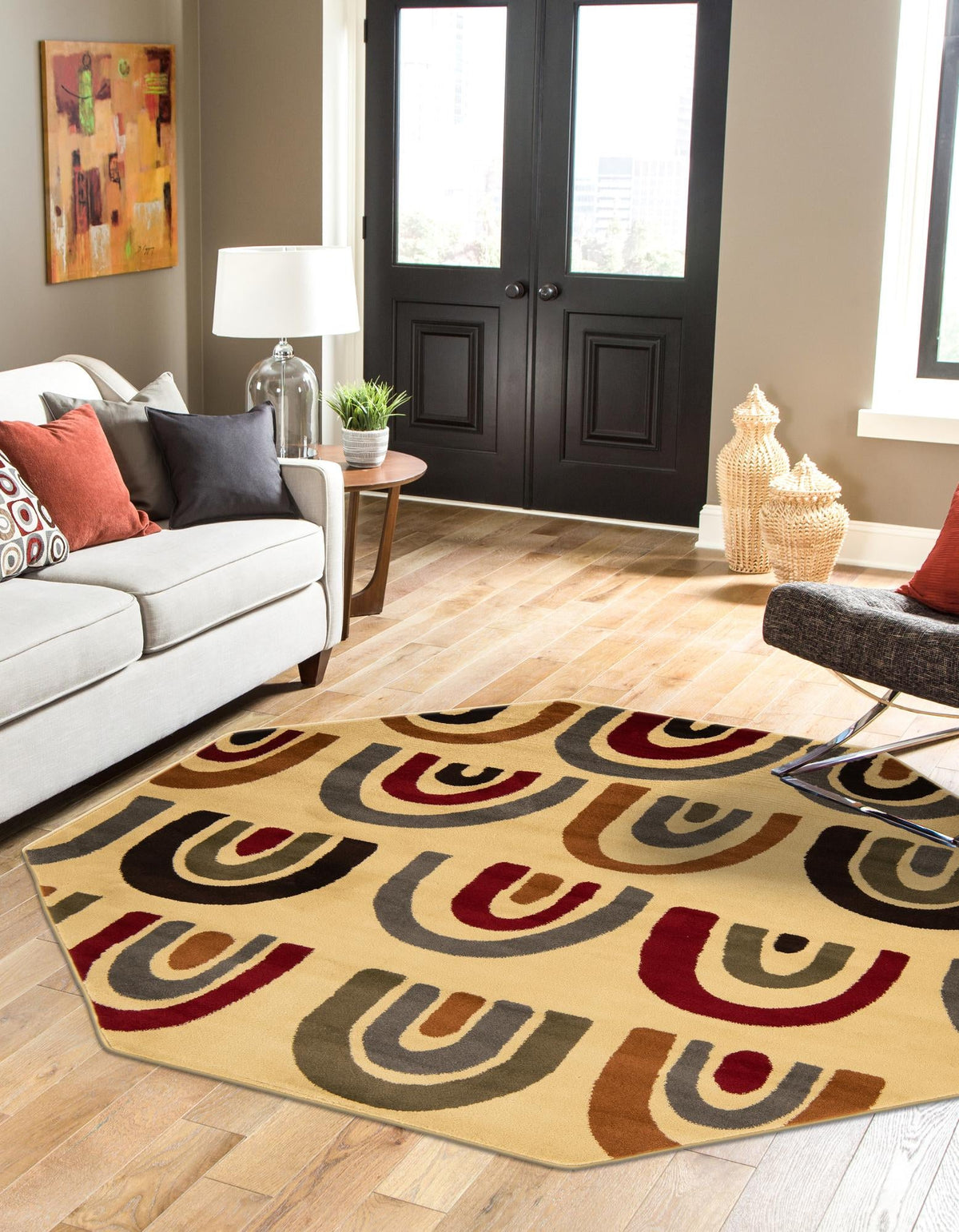 Bistro Lounge Collection Area Rug -  Breve Octagon Cream  lifestyle 29