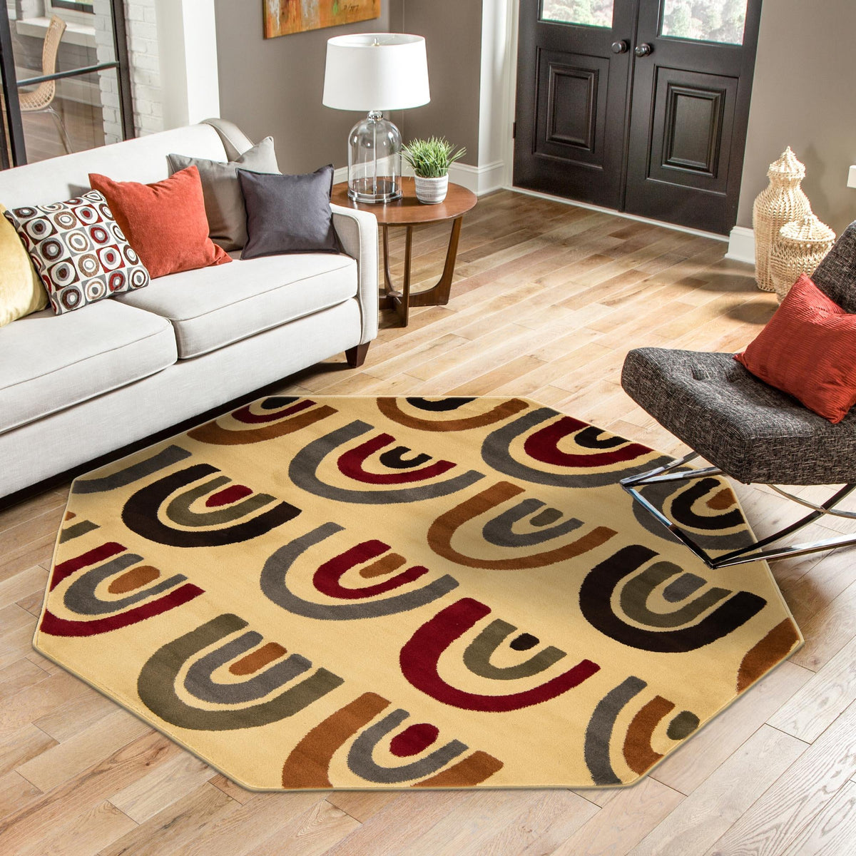 Bistro Lounge Collection Area Rug -  Breve Octagon Cream  lifestyle 91