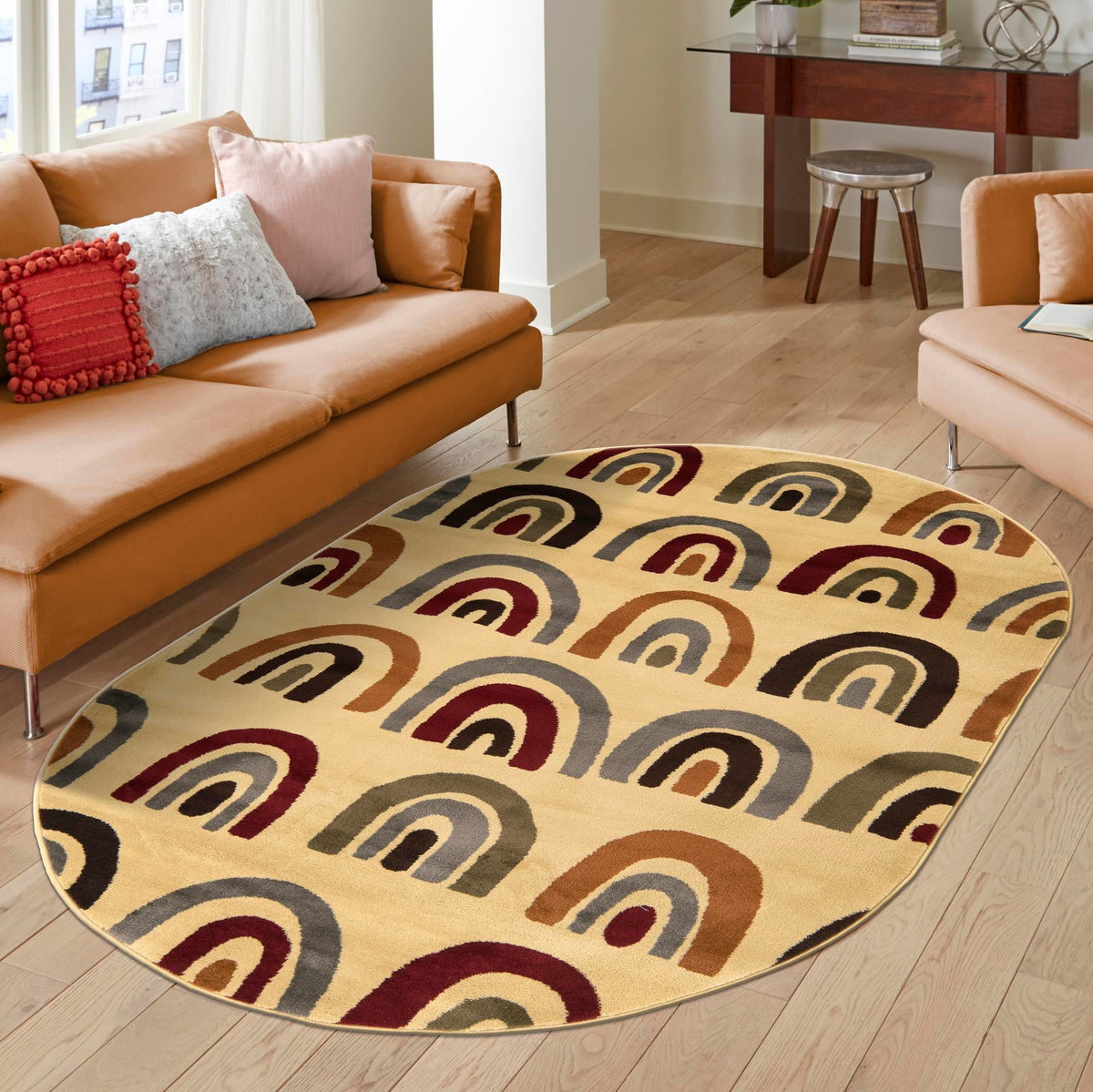 Bistro Lounge Collection Area Rug -  Breve Oval Cream  lifestyle 92