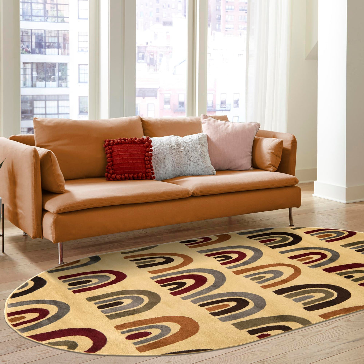 Bistro Lounge Collection Area Rug -  Breve Oval Cream  lifestyle 96