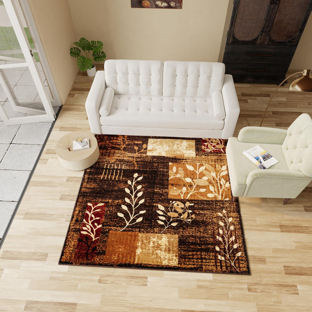 Bistro Lounge Collection Area Rug -  Affogato Square Brown  lifestyle 154