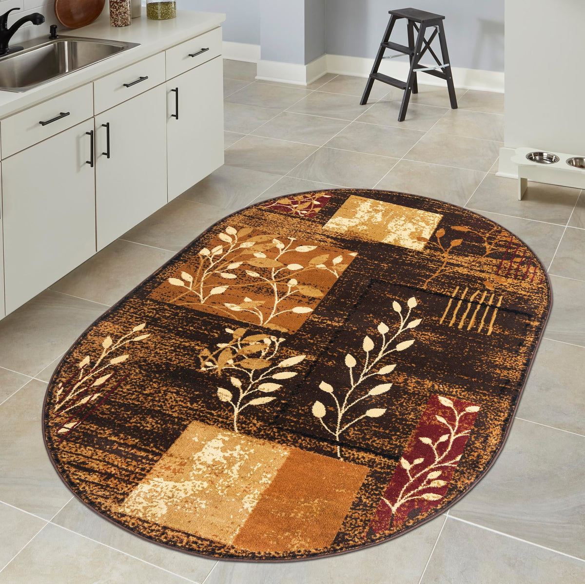 Bistro Lounge Collection Area Rug -  Affogato Oval Brown  lifestyle 155