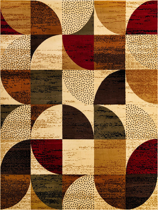 Bistro Lounge Collection Area Rug -  Mocha Rectangle Multi Main
