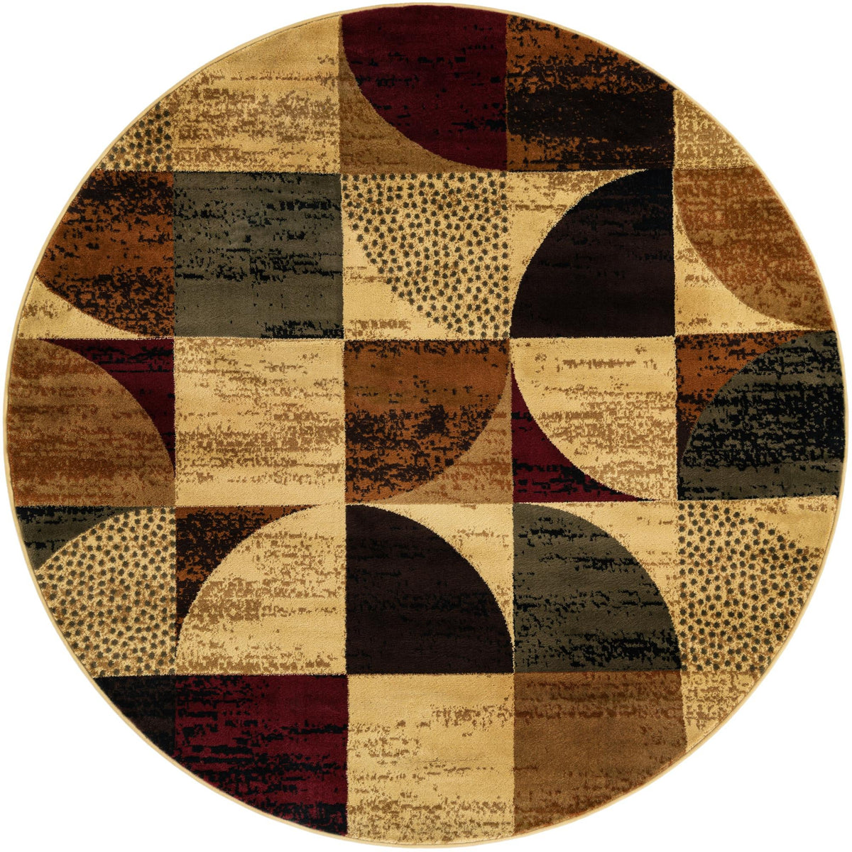 Bistro Lounge Collection Area Rug -  Mocha Round Multi  lifestyle 20