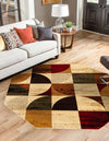 Bistro Lounge Collection Area Rug -  Mocha Octagon Multi  lifestyle 27