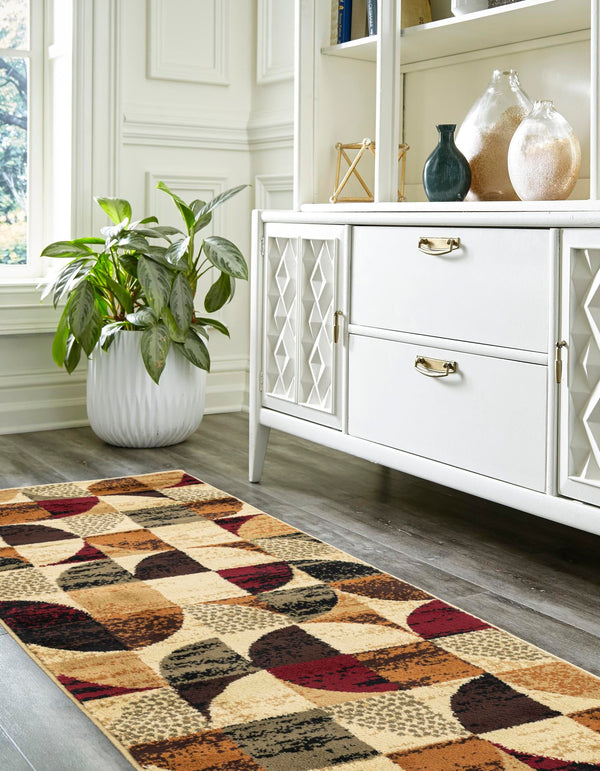 Bistro Lounge Collection Area Rug -  Mocha Runner Multi  lifestyle 34