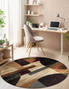 Bistro Lounge Collection Area Rug -  Latte Round Multi  lifestyle 46